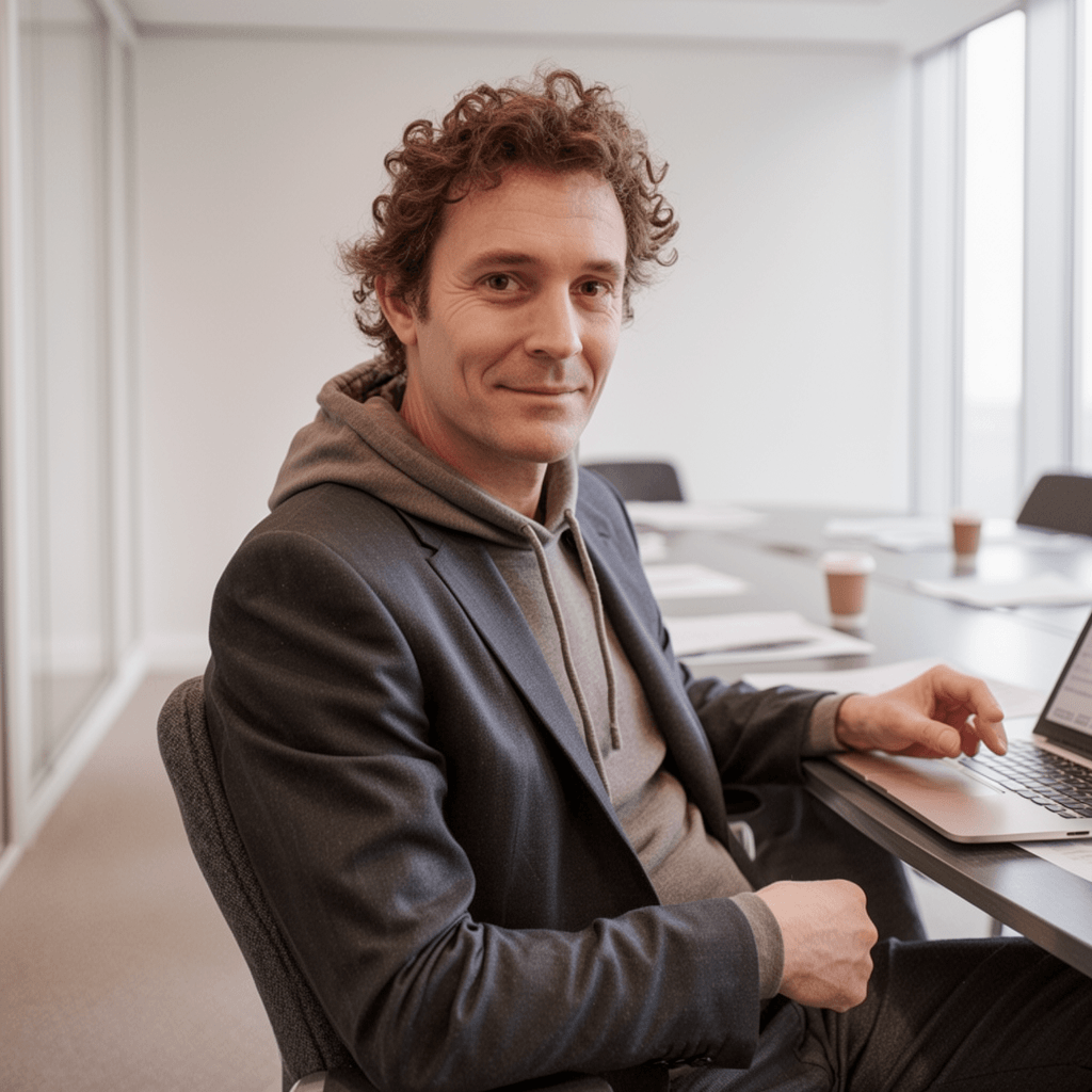 Connor O'Shiel at his desk in Budapest with research notebooks and historical source material